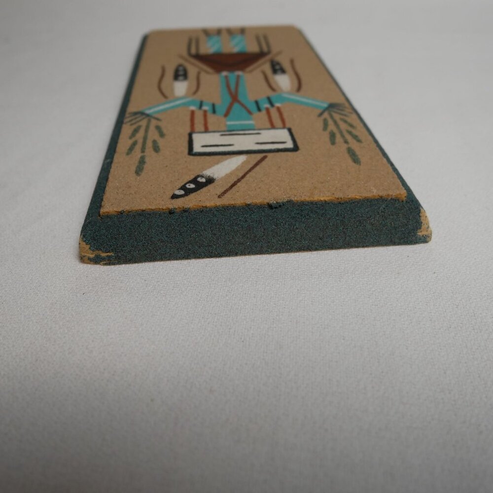 Navajo Sand Painting Yei Female Native American 8”x4” Signed By The Artist - Picture 7 of 11